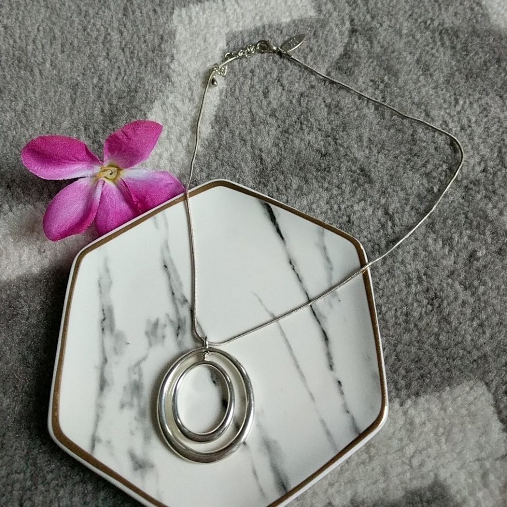 NY & Co Silver Double Ring Necklace